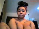 Fat amateur black cam girl toys around with her pussy