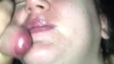 Amateur cheating wife blows stranger and gets cum on her face